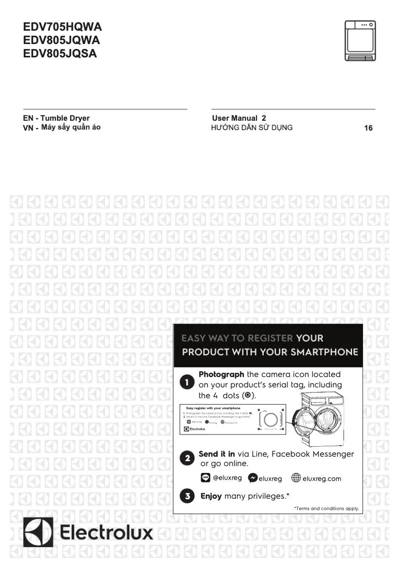 Page 1 de la notice Manuel utilisateur Electrolux EDV805JQSA