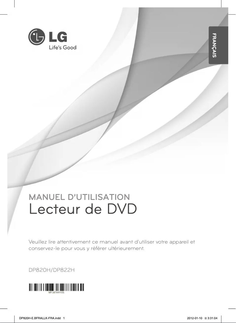Page 1 de la notice Manuel utilisateur LG DP822H