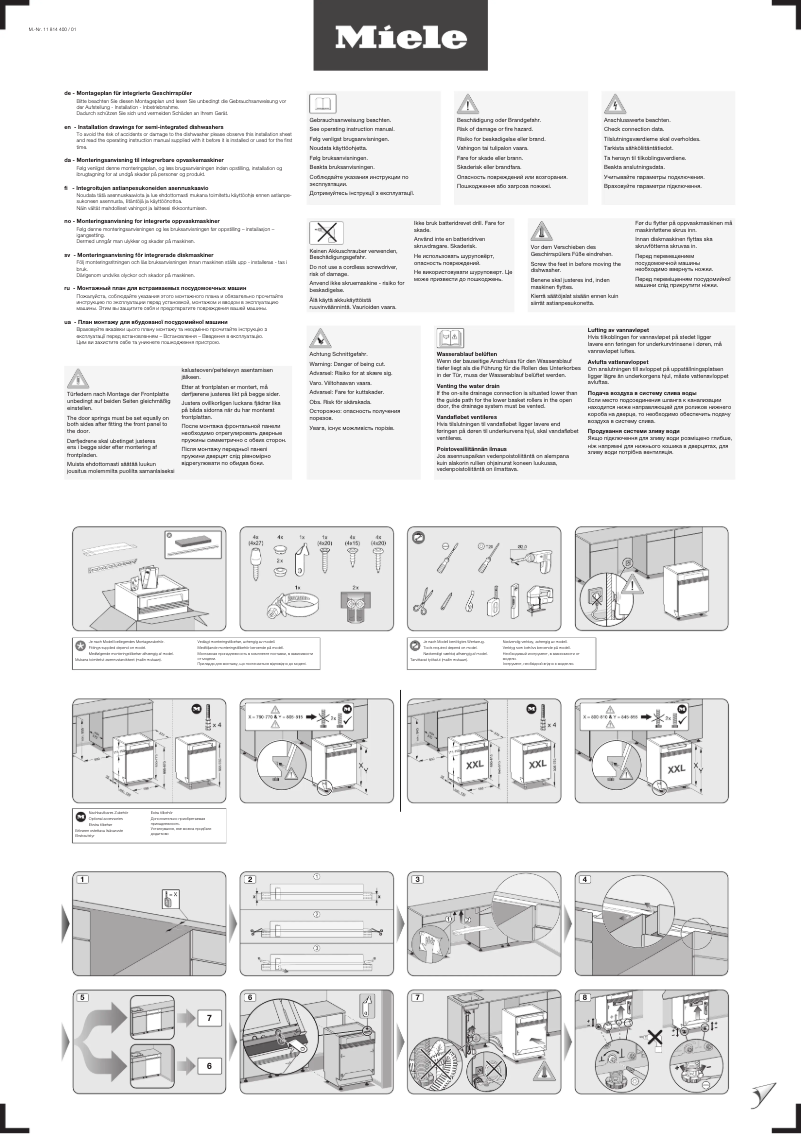 Page n°1 - Instructions / montage Miele G 7200 SCi