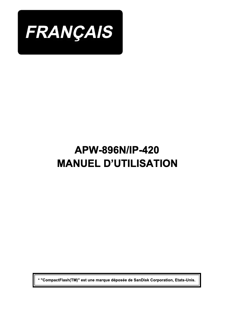 Page 1 de la notice Manuel utilisateur Juki APW-896N