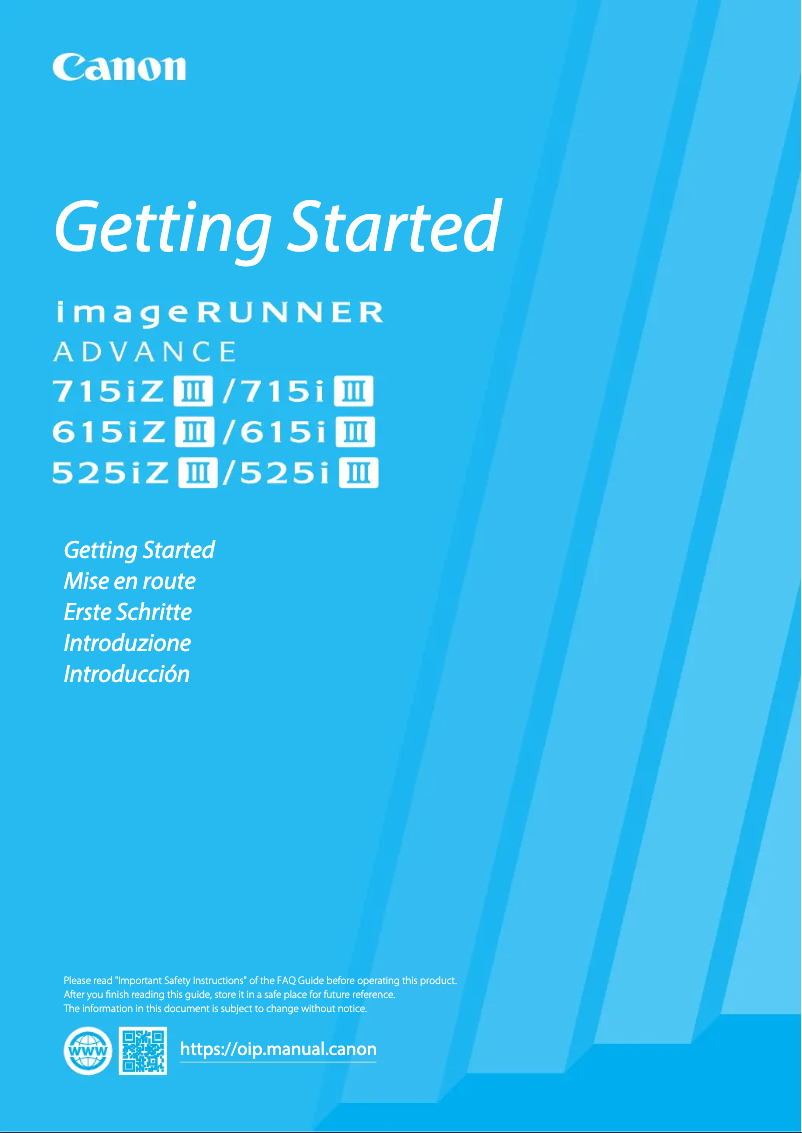 Page 1 de la notice Manuel utilisateur Canon imageRUNNER ADVANCE 525i III