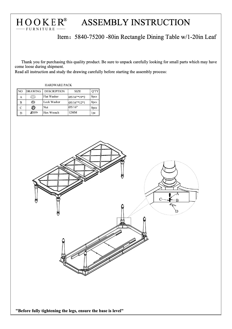 Page n°1 - Manuel utilisateur Hooker 5840-75200-80