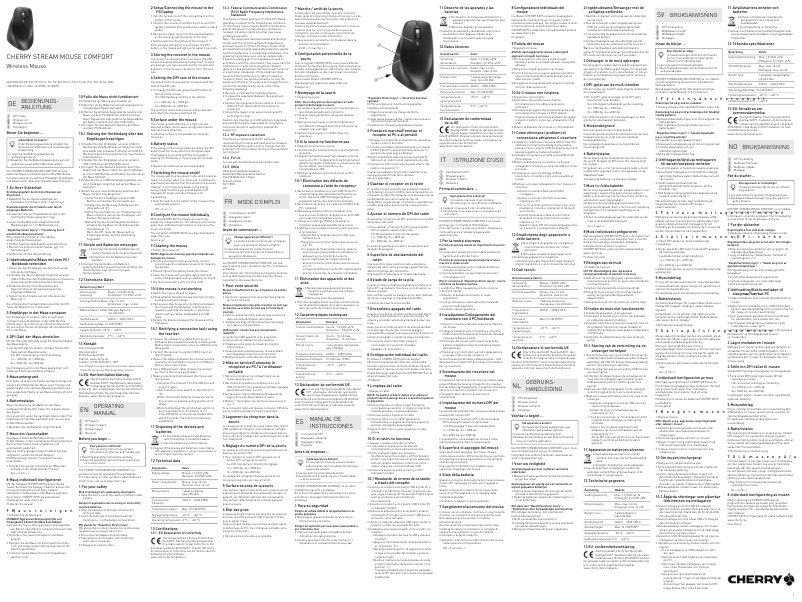 Page 1 de la notice Manuel utilisateur Cherry Stream Mouse Comfort