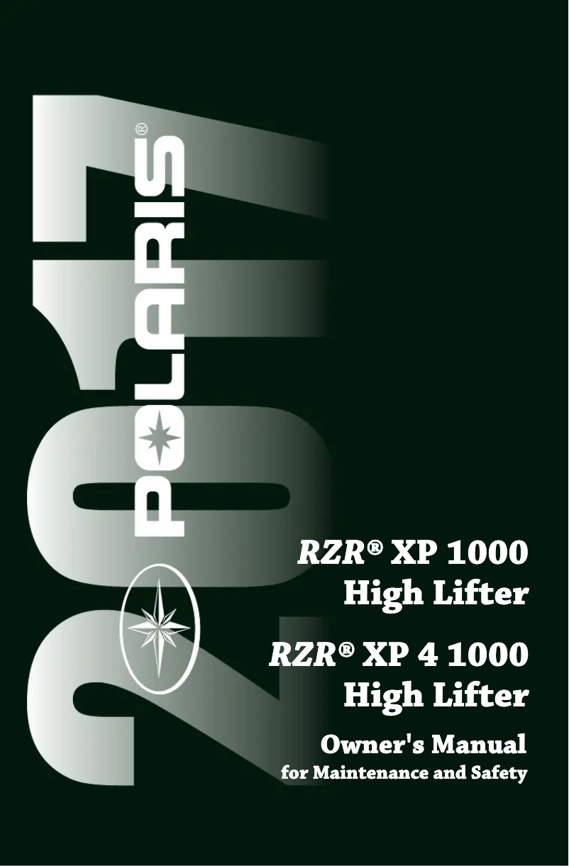 Page 1 de la notice Manuel utilisateur Polaris RZR XP 4 1000 High Lifter (2017)