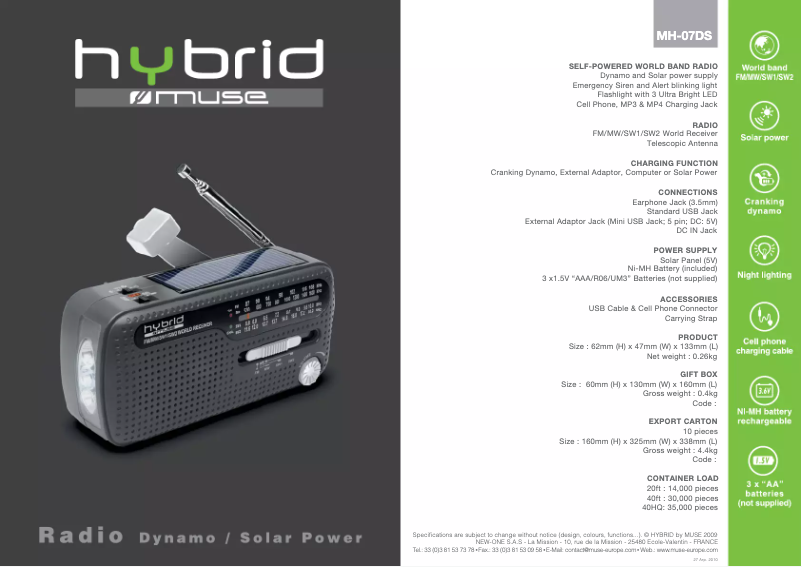 Image de la première page du manuel de l'appareil MH-07 DS