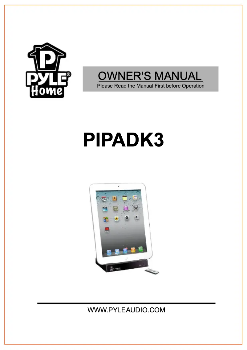 Page n°1 - Manuel utilisateur Pyle PIPADK3