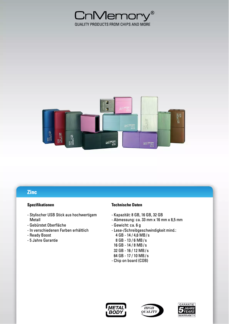 Page 1 de la notice Manuel utilisateur CnMemory Zinc