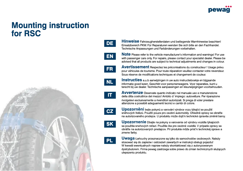 Page n°1 - Manuel utilisateur Pewag Servo