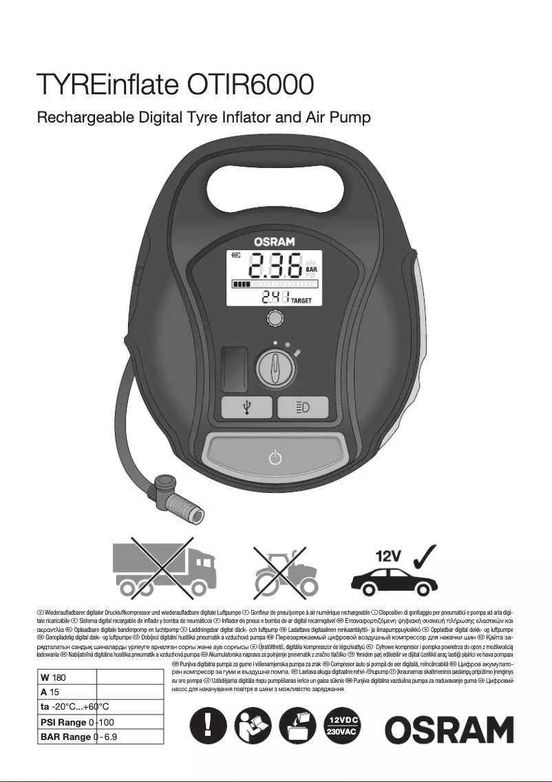 Page 1 de la notice Instructions / montage Osram TYREinflate 6000