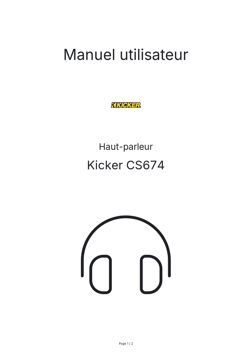 Page n°1 - Manuel utilisateur Kicker CS674