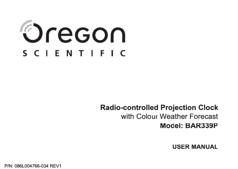 Page n°1 - Manuel utilisateur Oregon Scientific BAR339P