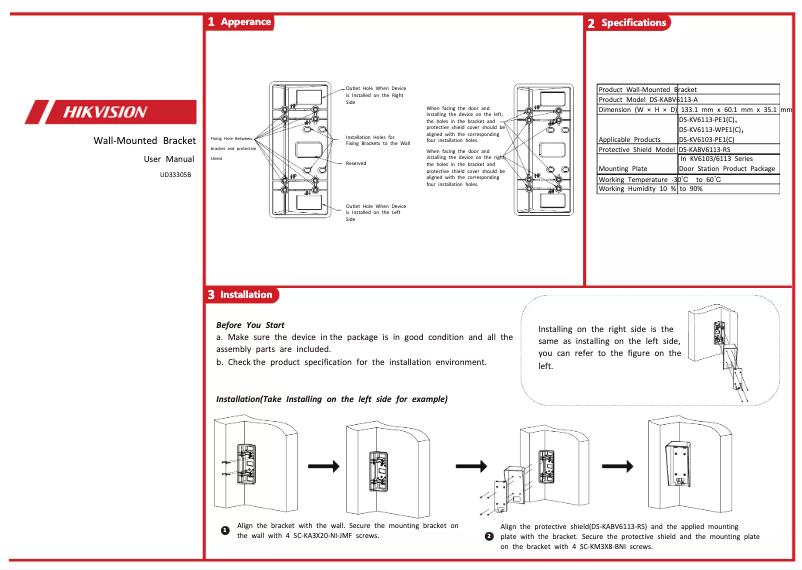 Página 1 del manual Manual de usuario Hikvision DS-KABV6113-A