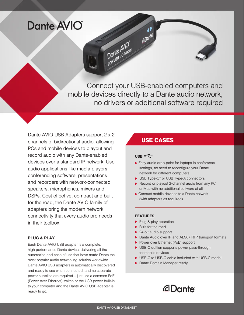 Page 1 de la notice Manuel utilisateur Monacor ADP-USB-2X2