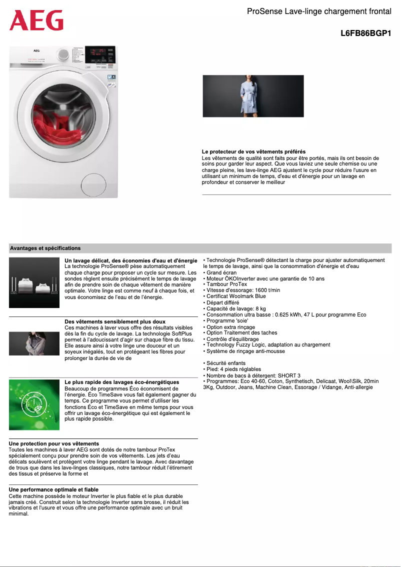 Image de la première page du manuel de l'appareil L6FB86BGP1