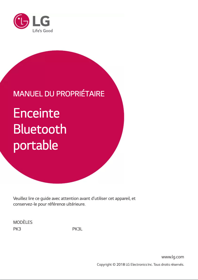 Página 1 del manual Manual de usuario LG PK3