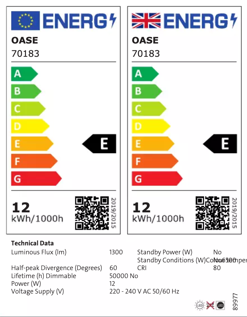 Page n°1 - Label énergétique Oase StyleLine 125