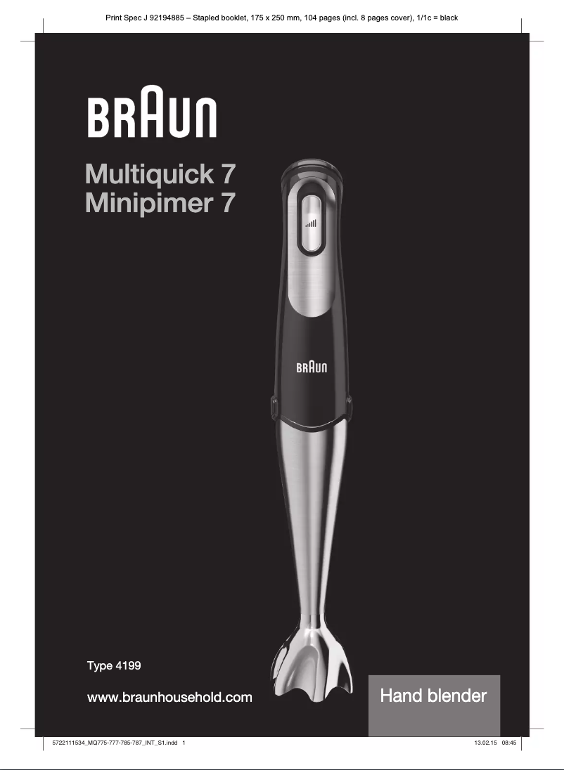Page n°1 - Manuel utilisateur Braun Multiquick 7 MQ 777