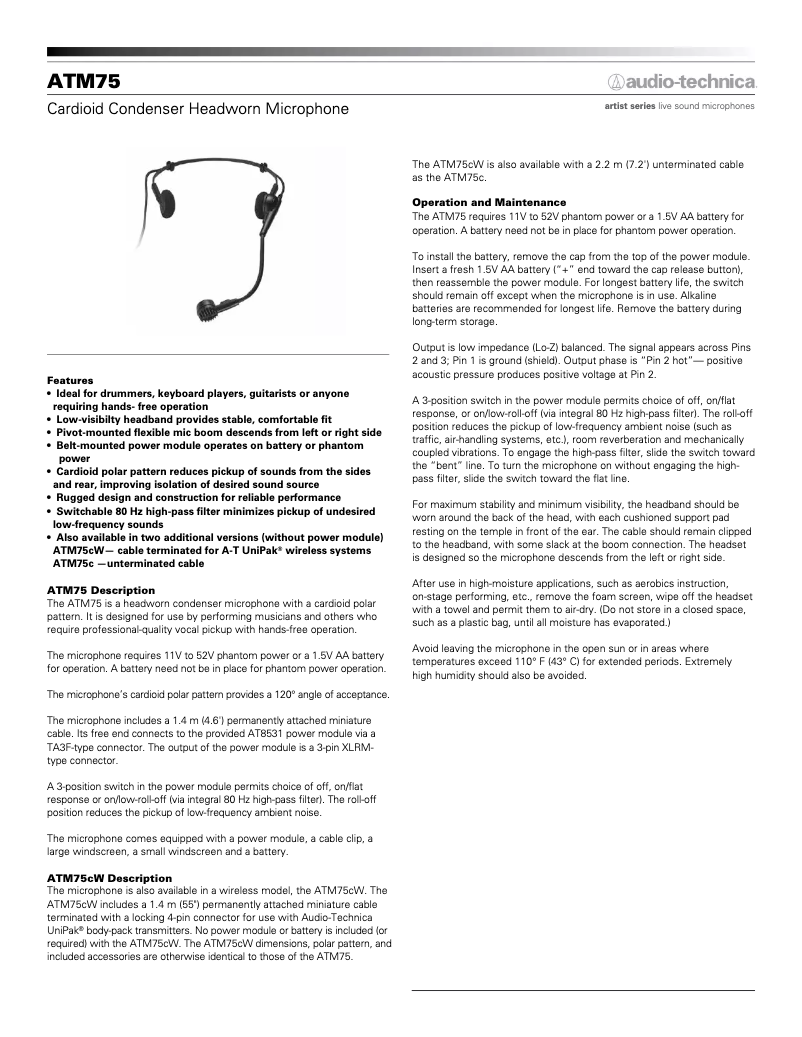 Imagen de la primera página del manual del dispositivo ATM75