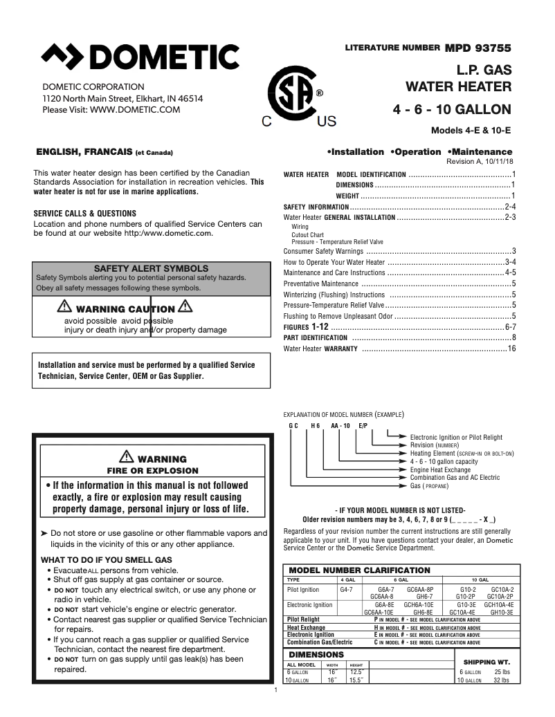 Page 1 de la notice Guide d'installation Dometic DFMD 25111