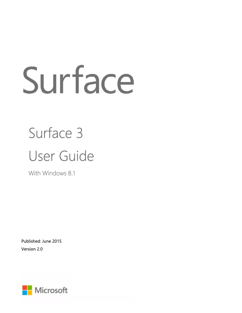 Page 1 de la notice Manuel utilisateur Microsoft Surface 3 7G5-00018