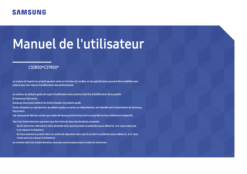 Page 1 de la notice Manuel utilisateur Samsung C27R500FHE