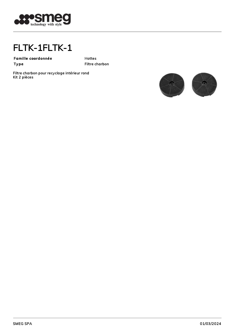 Page n°1 - Fiche technique Smeg FLTK-1
