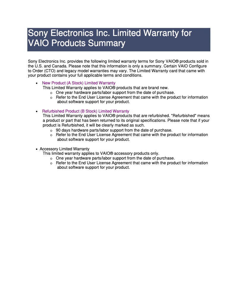 Page n°1 - Mode d'emploi Sony Vaio VGN-CS320D