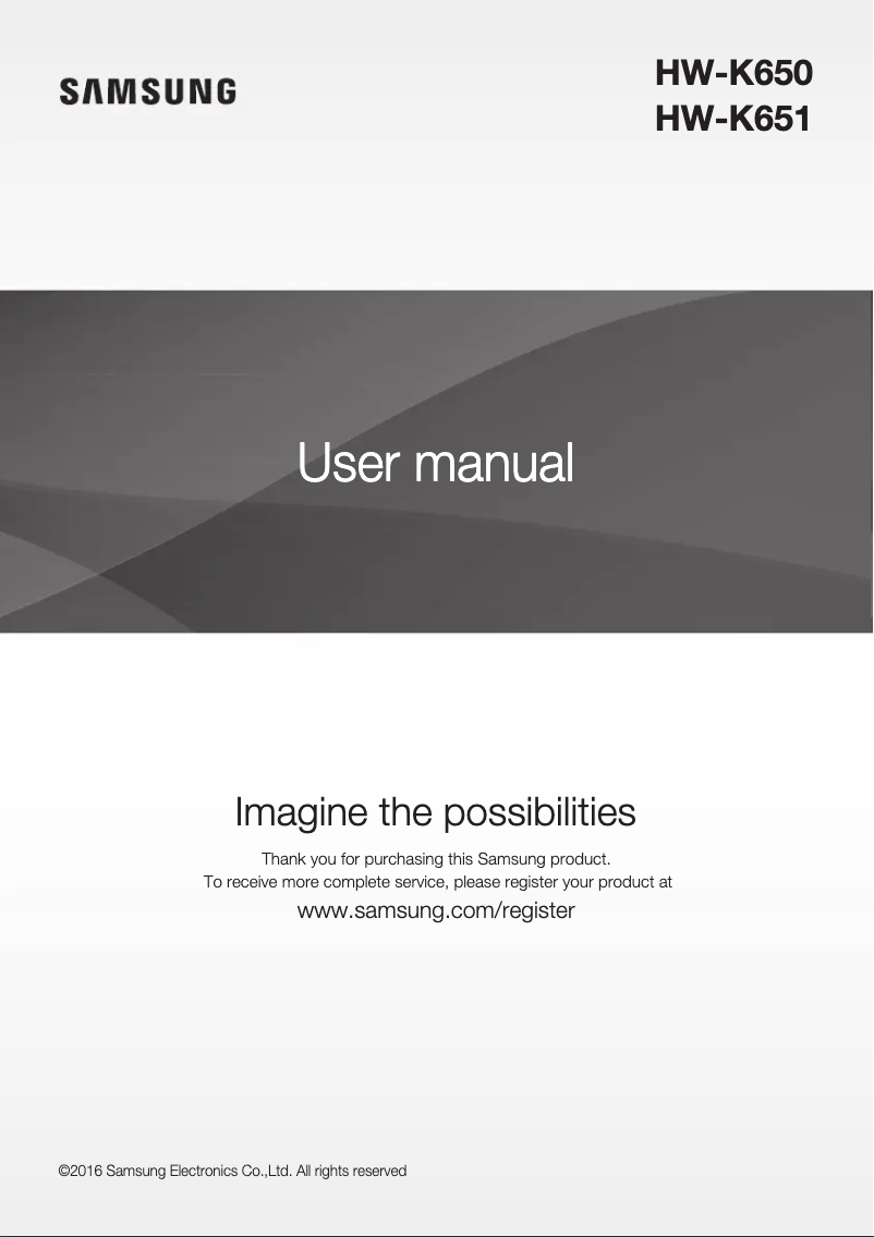 Page n°1 - Manuel utilisateur Samsung HW-K651