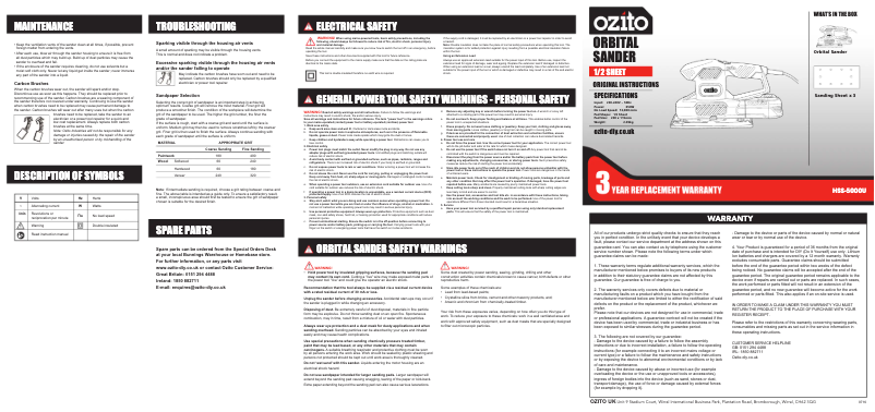 Page n°1 - Manuel utilisateur Ozito HSS-5000U