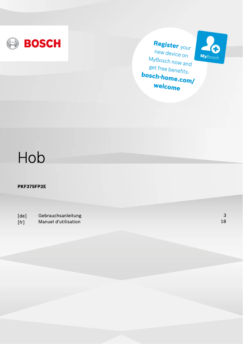 Page 1 de la notice Manuel utilisateur Bosch PKF375FP2E