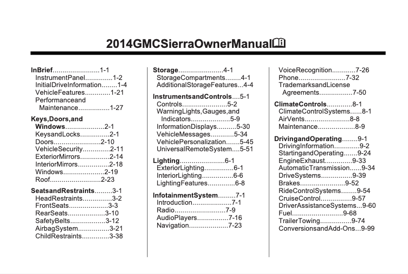 Page 1 de la notice Manuel utilisateur GMC Sierra 1500 (2014)