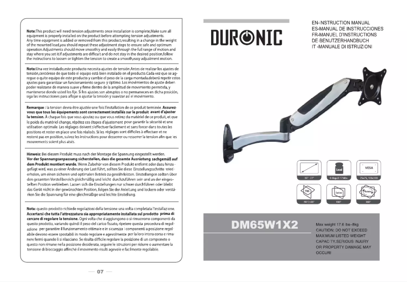 Page 1 de la notice Manuel utilisateur Duronic DM65W1X2