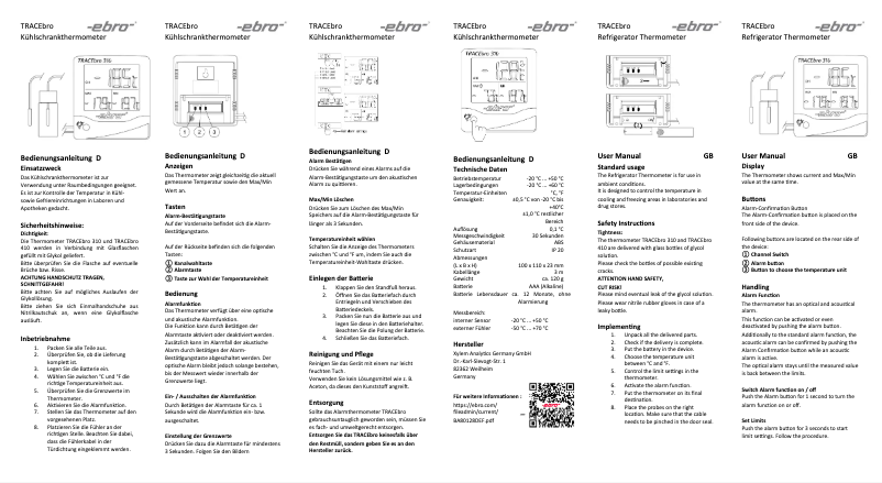 Page n°1 - Manuel utilisateur Ebro TMX 420