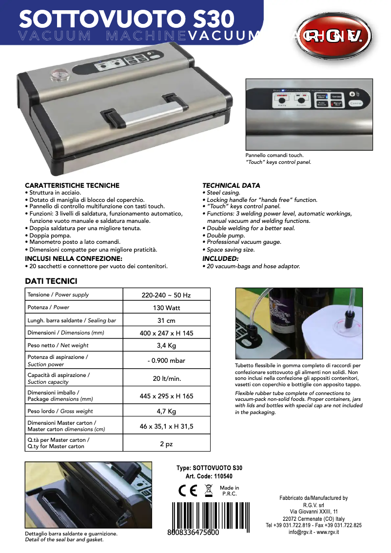 Page n°1 - Fiche technique RGV S30