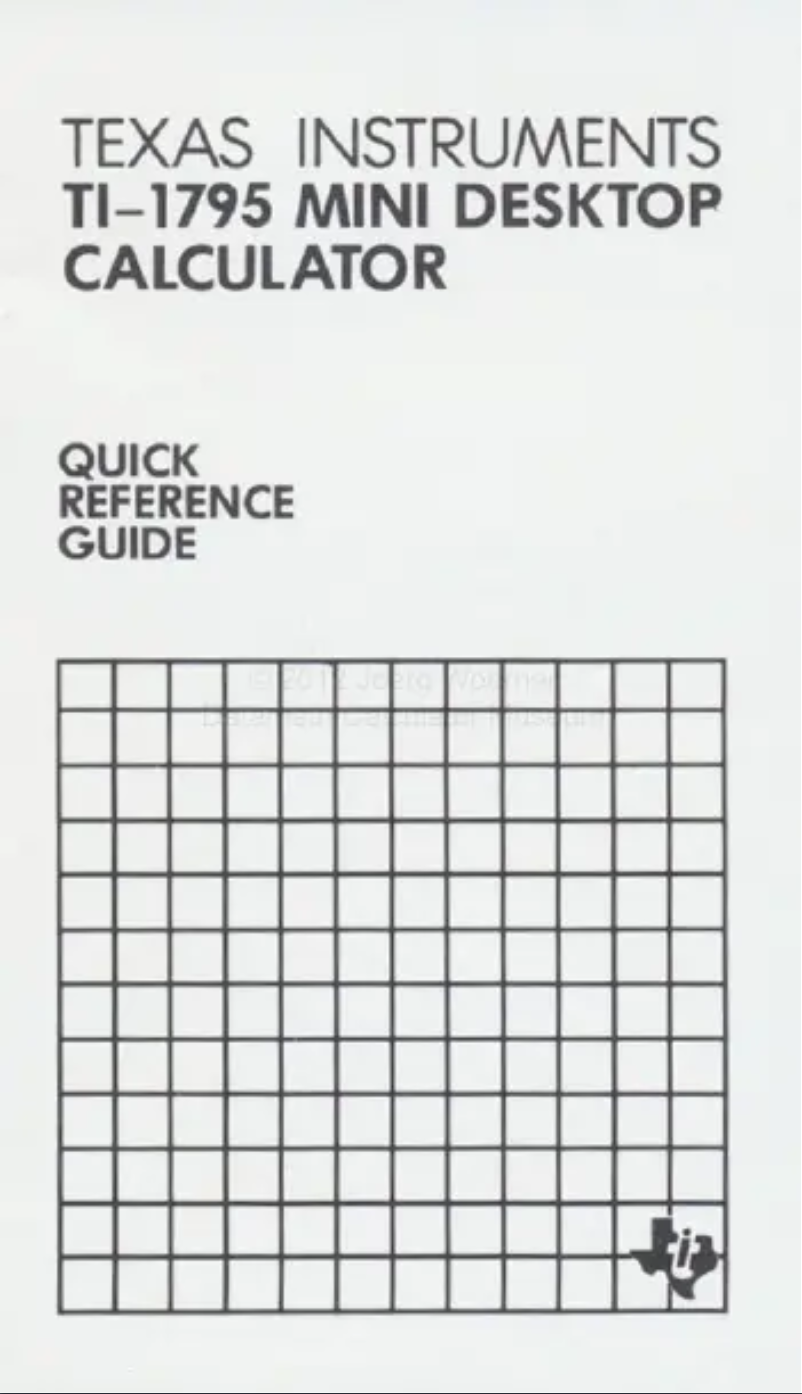 Image de la première page du manuel de l'appareil TI-1795