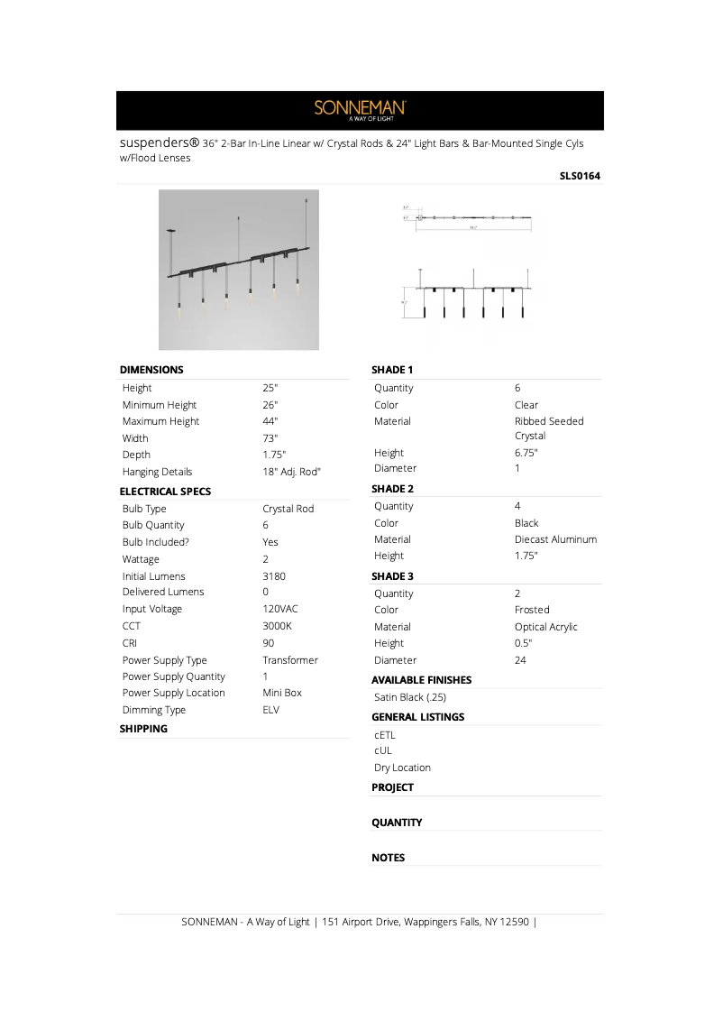 Page 1 de la notice Manuel utilisateur Sonneman Suspenders SLS0164