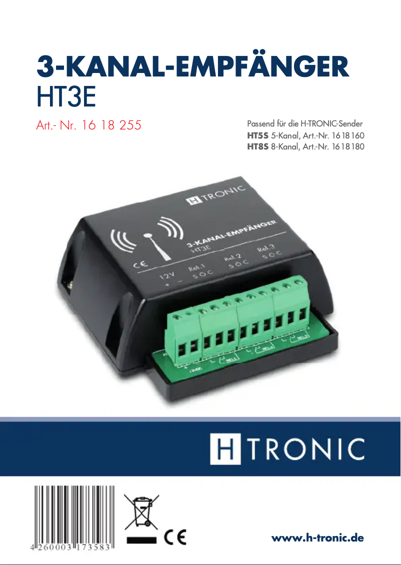 Page 1 de la notice Manuel utilisateur H-Tronic HT3E