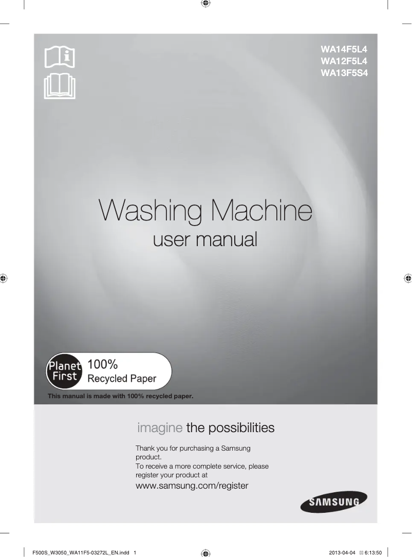 Page n°1 - Manuel utilisateur Samsung WAF500L