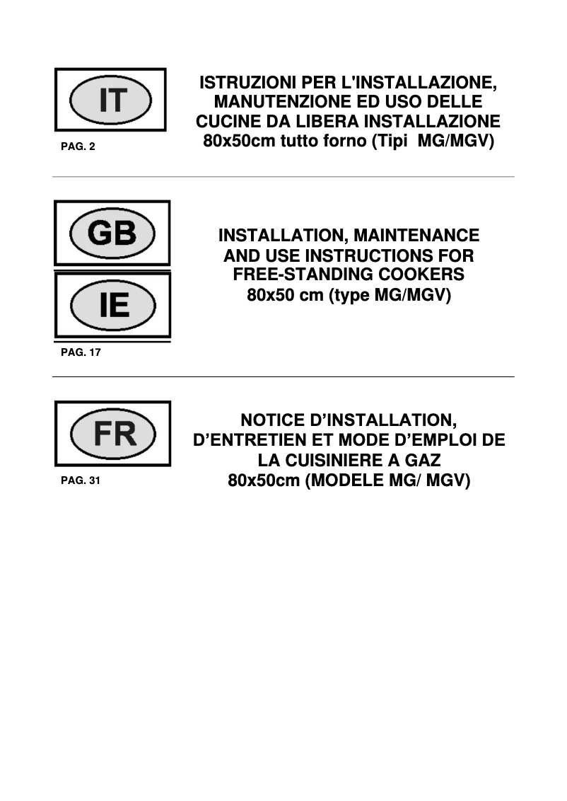 Page 1 de la notice Manuel utilisateur La Germania FTR855GXV