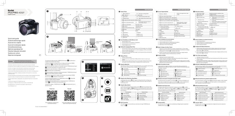 Page 1 de la notice Guide de démarrage rapide Kodak PixPro AZ527