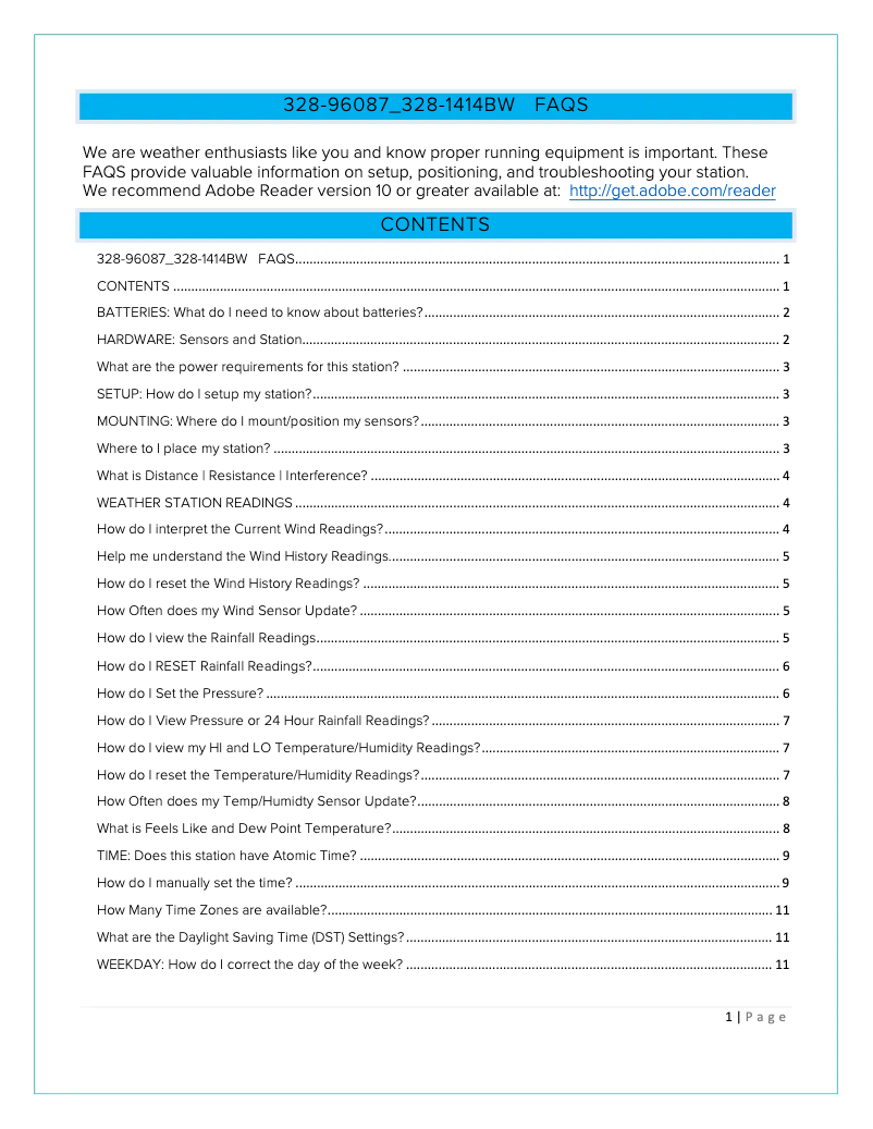 Page 1 de la notice FAQ La Crosse Technology 328-96087