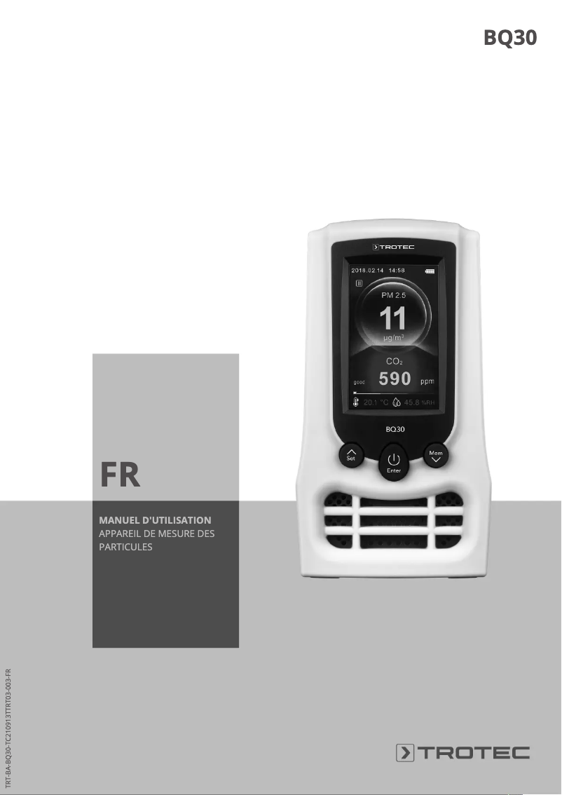 Image de la première page du manuel de l'appareil BQ30