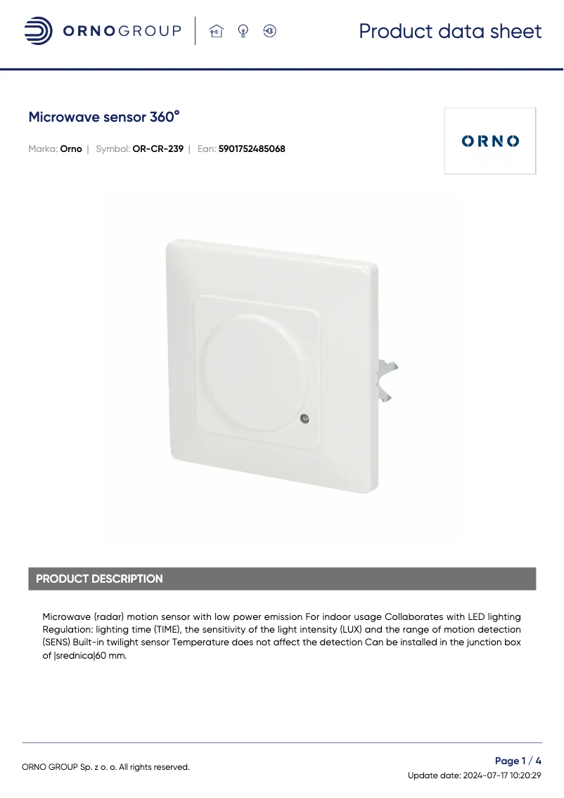 Image de la première page du manuel de l'appareil OR-CR-239