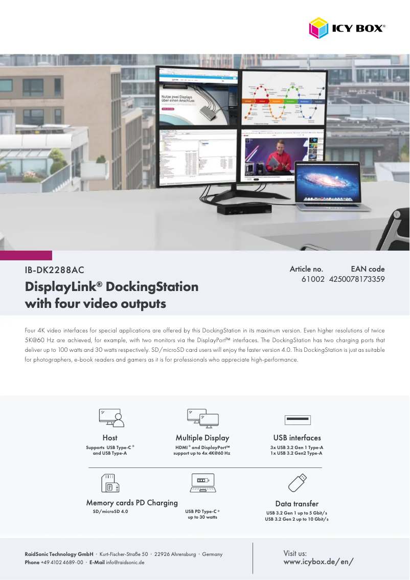 Page n°1 - Fiche technique Icy Box IB-DK2288AC