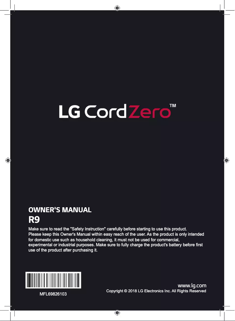 Page 1 de la notice Manuel utilisateur LG R9MASTER