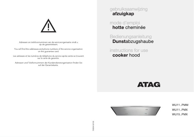 Page 1 de la notice Manuel utilisateur Atag WU1550PMX