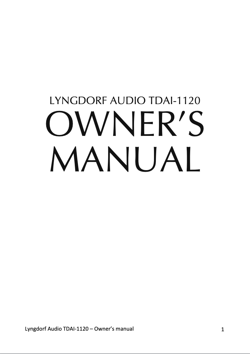 Página 1 del manual Manual de usuario Lyngdorf TDAI-1120