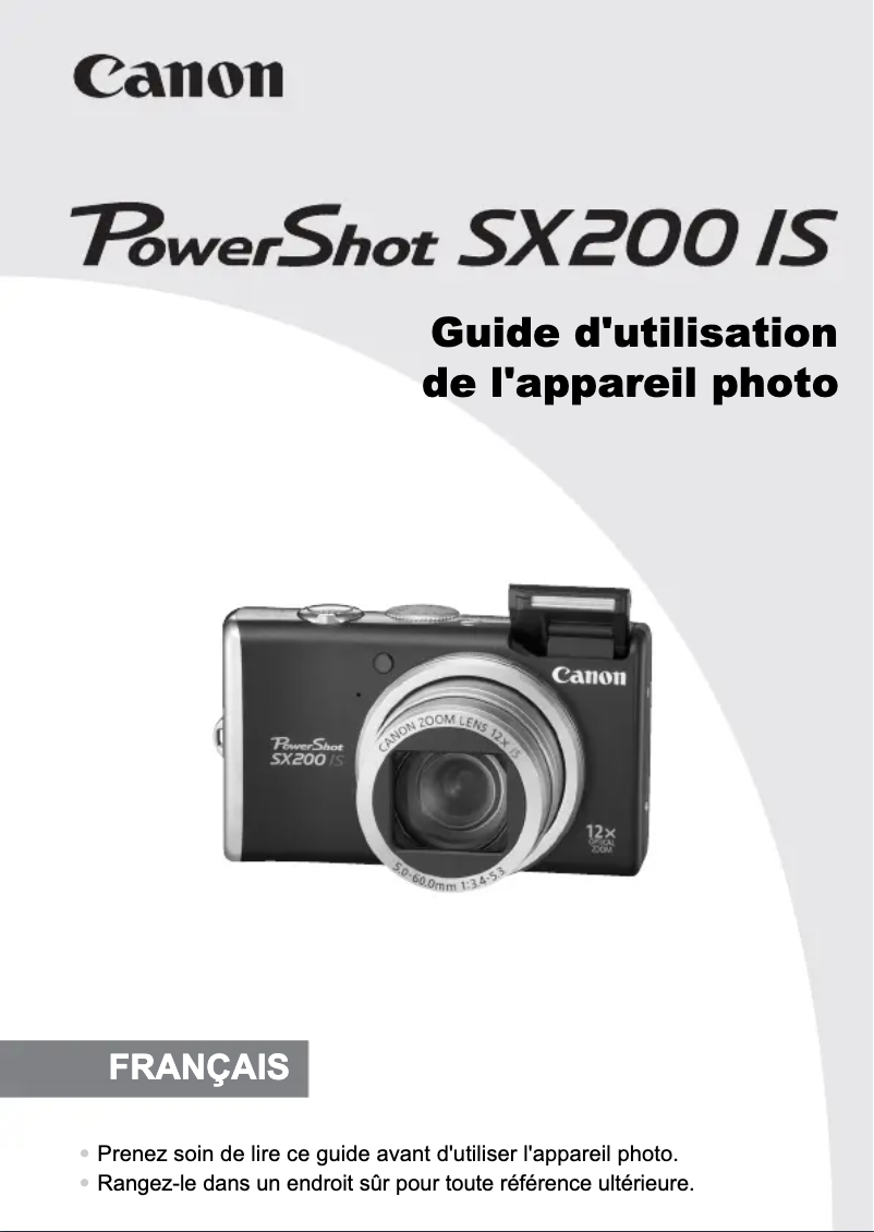 Image de la première page du manuel de l'appareil powershot sx200 is