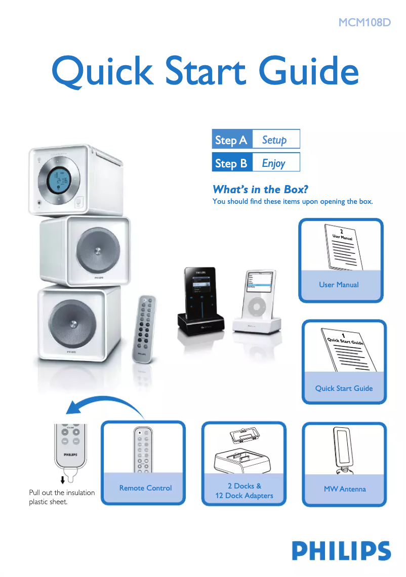 Page 1 de la notice Guide de démarrage rapide Philips MCM108D