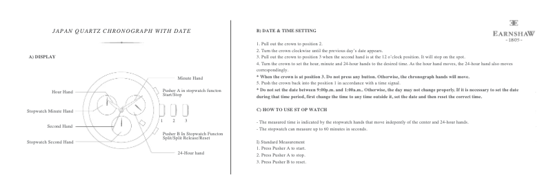 Page 1 de la notice Manuel utilisateur Earnshaw ES-8001-06 Investigator